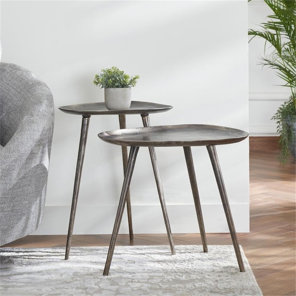 Office Furniture Center - 메탈 네스팅 엔드 테이블 세트, 실버