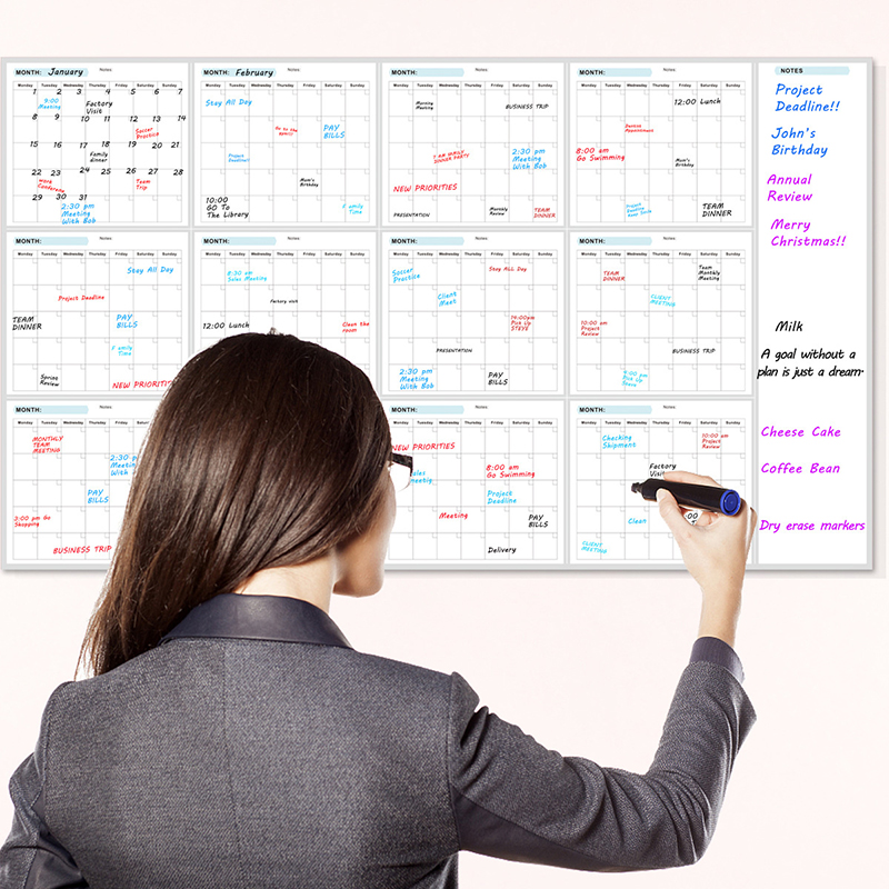 Dry Erase Weekly - 35x58인치 초대형 지울 수 있는 월간