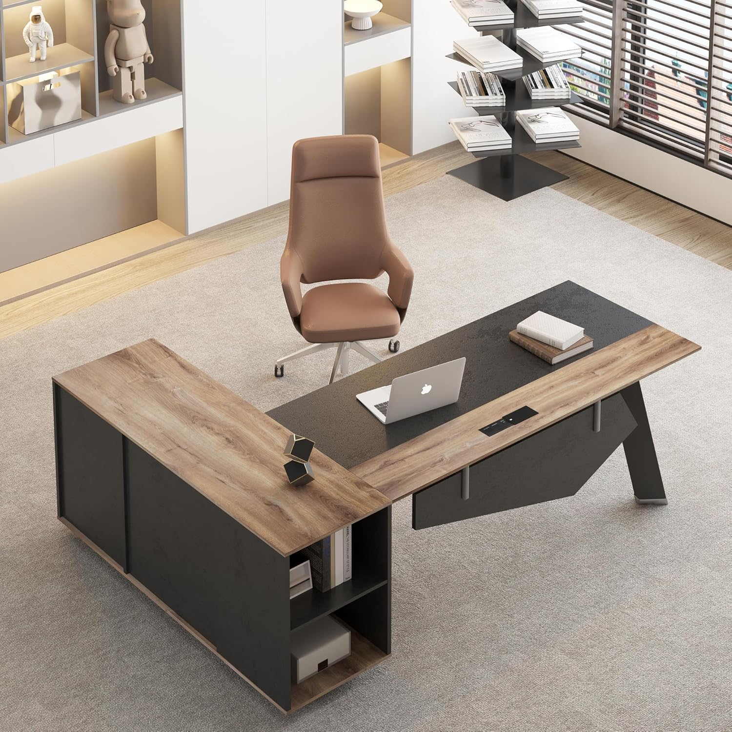 Office Furniture Filing Cabinets - 63인치 L자형 임원용 책상(47인치 측면 파일