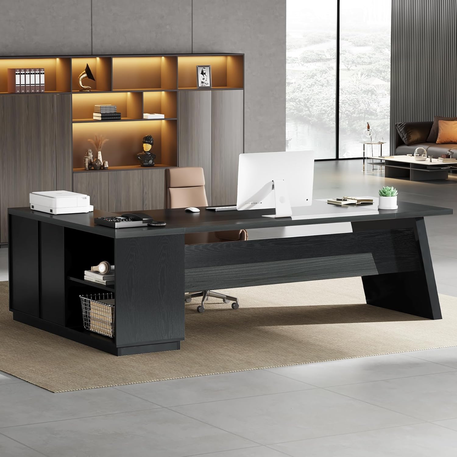 Office Furniture Filing Cabinets - L자형 임원 책상 78인치 모던 사무용