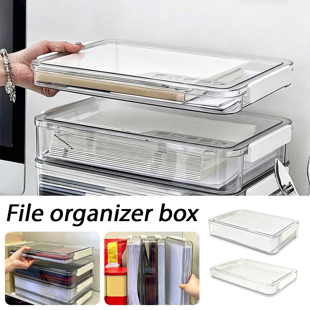 Binder Storage Box - 투명한 A4 파일 정리함 대용량 문서