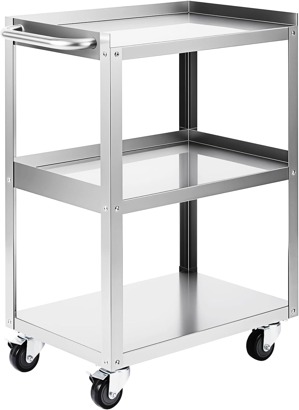 Office Supply Cart - 3단 스테인리스 스틸 롤링 유틸리티 카트
