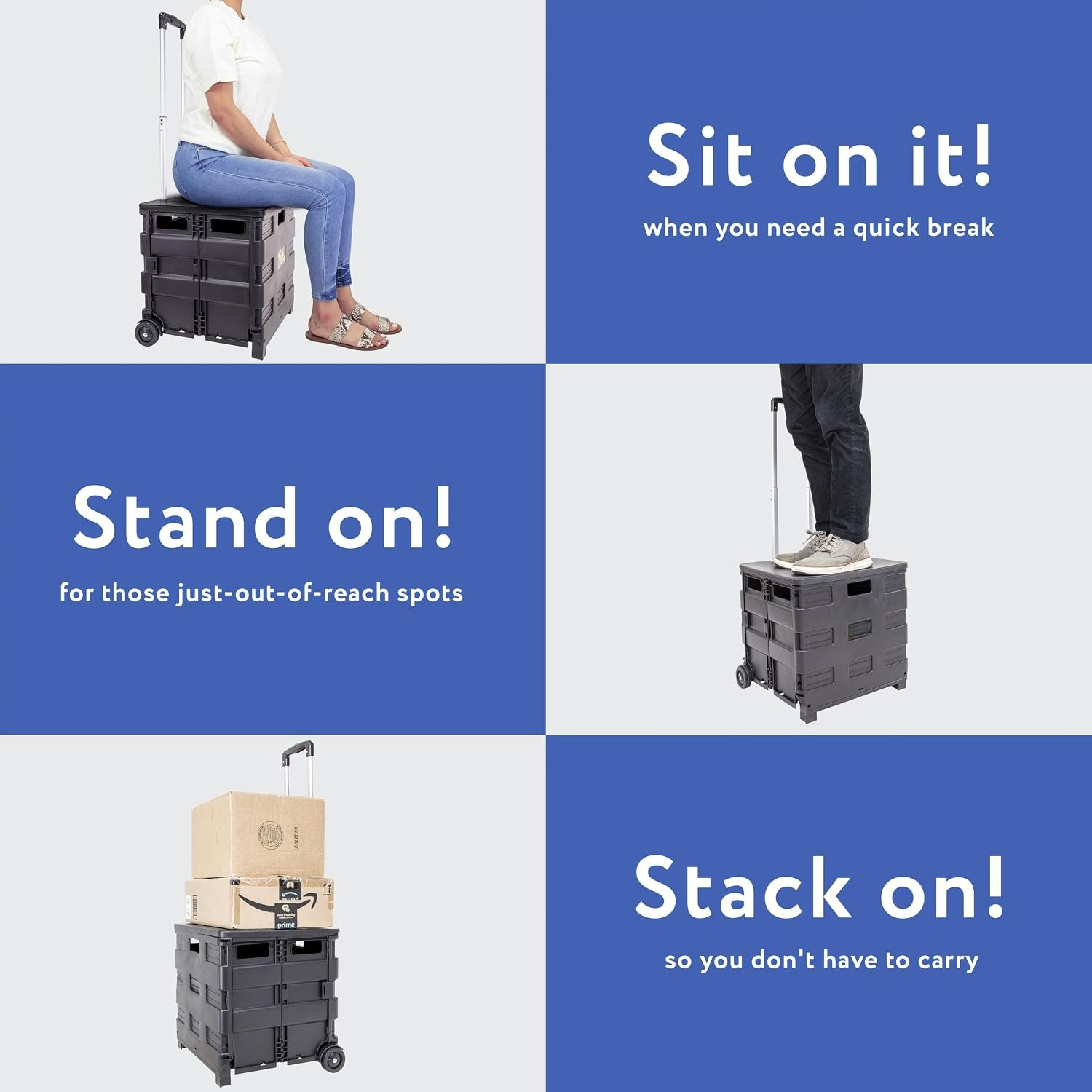 검정색 헤비 플라스틱 접이식 롤링 크레이트 카트, 최대 - Office Supply Cart 리뷰 및 가격