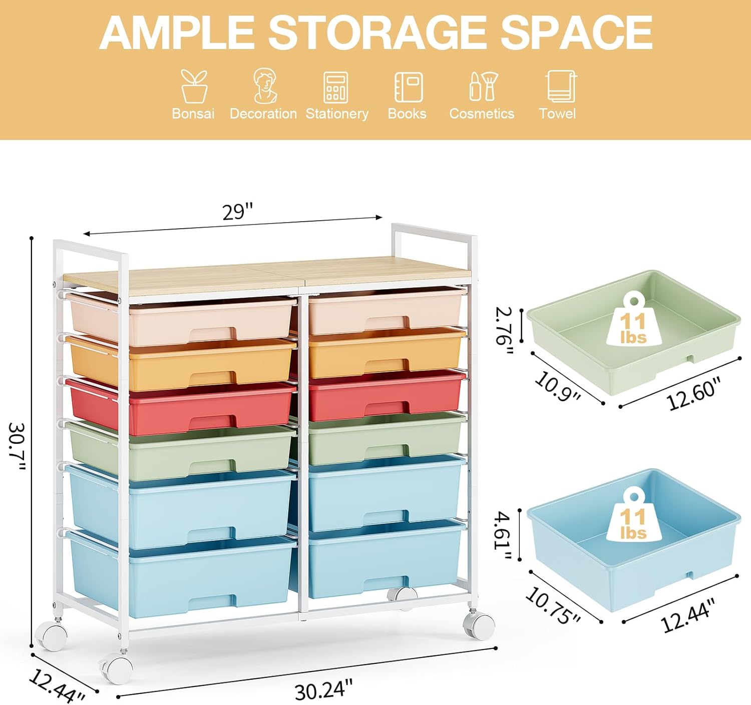 12개 서랍이 있는 롤링 수납 카트, 공예품 보관, 미 - Office Supply Cart 리뷰 및 가격