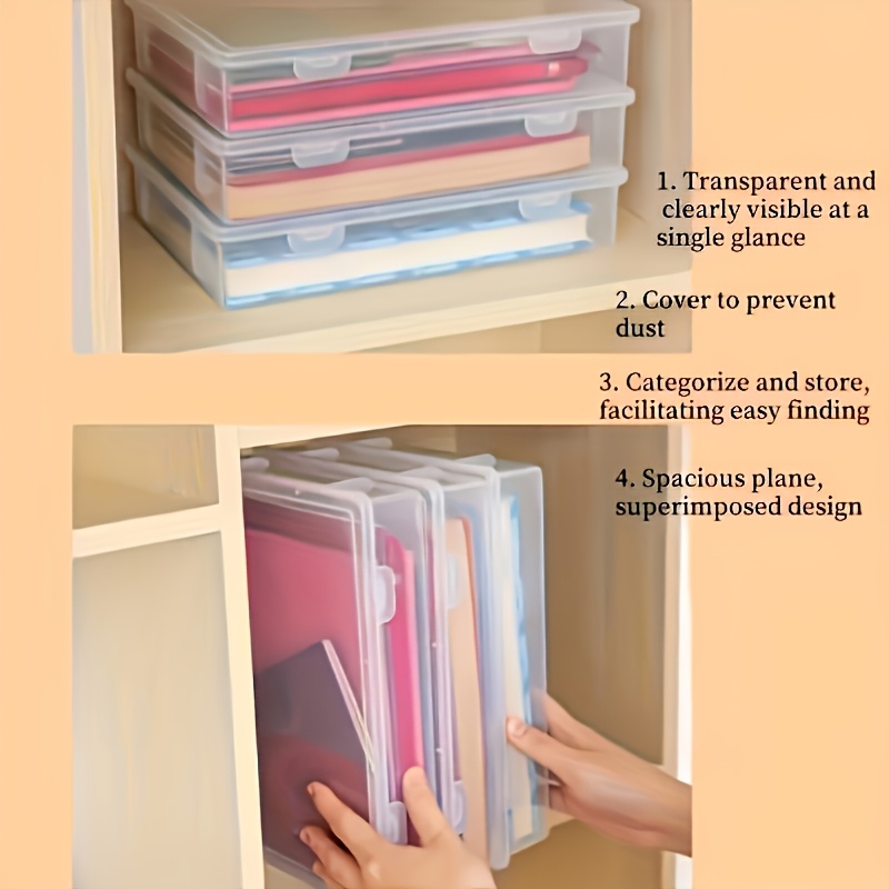 1pc A4 대형 투명 플립 플라스틱 보관함, 사무용  - Binder Storage Box 리뷰 및 가격