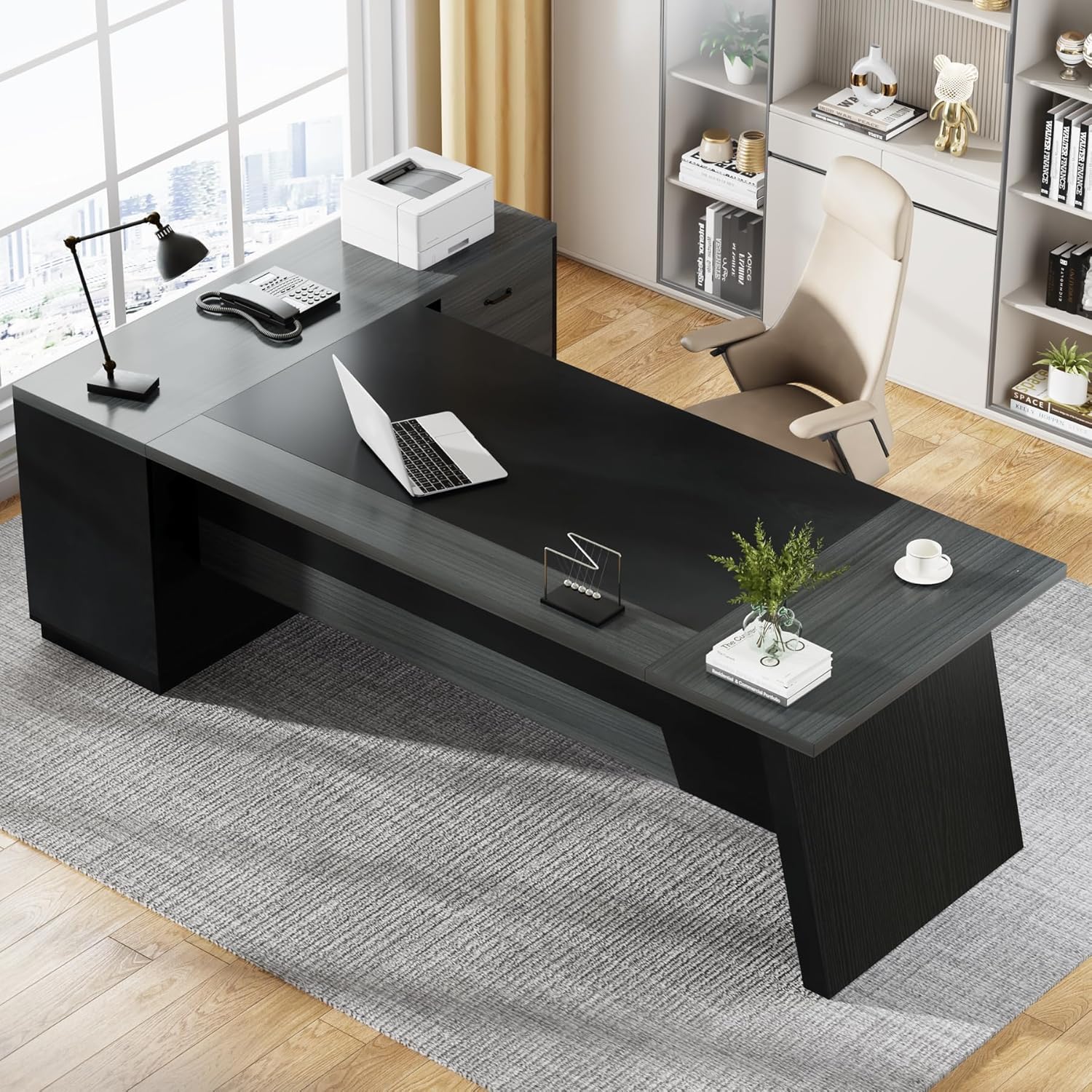 L자형 임원 책상 78인치 모던 사무용 책상 서랍 및  - Office Furniture Filing Cabinets 리뷰 및 가격