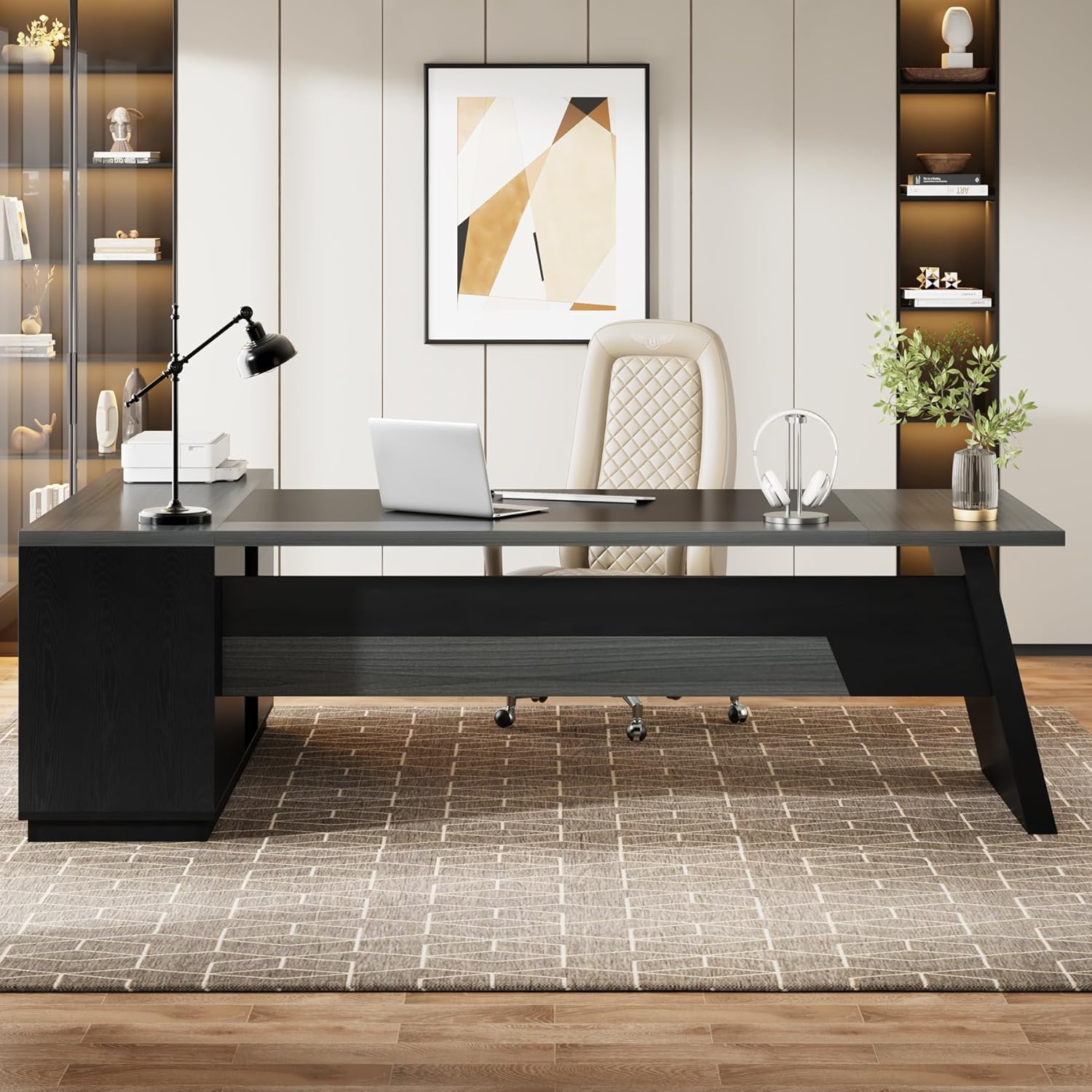 L자형 임원 책상 78인치 모던 사무용 책상 서랍 및  - Office Furniture Filing Cabinets 리뷰 및 가격