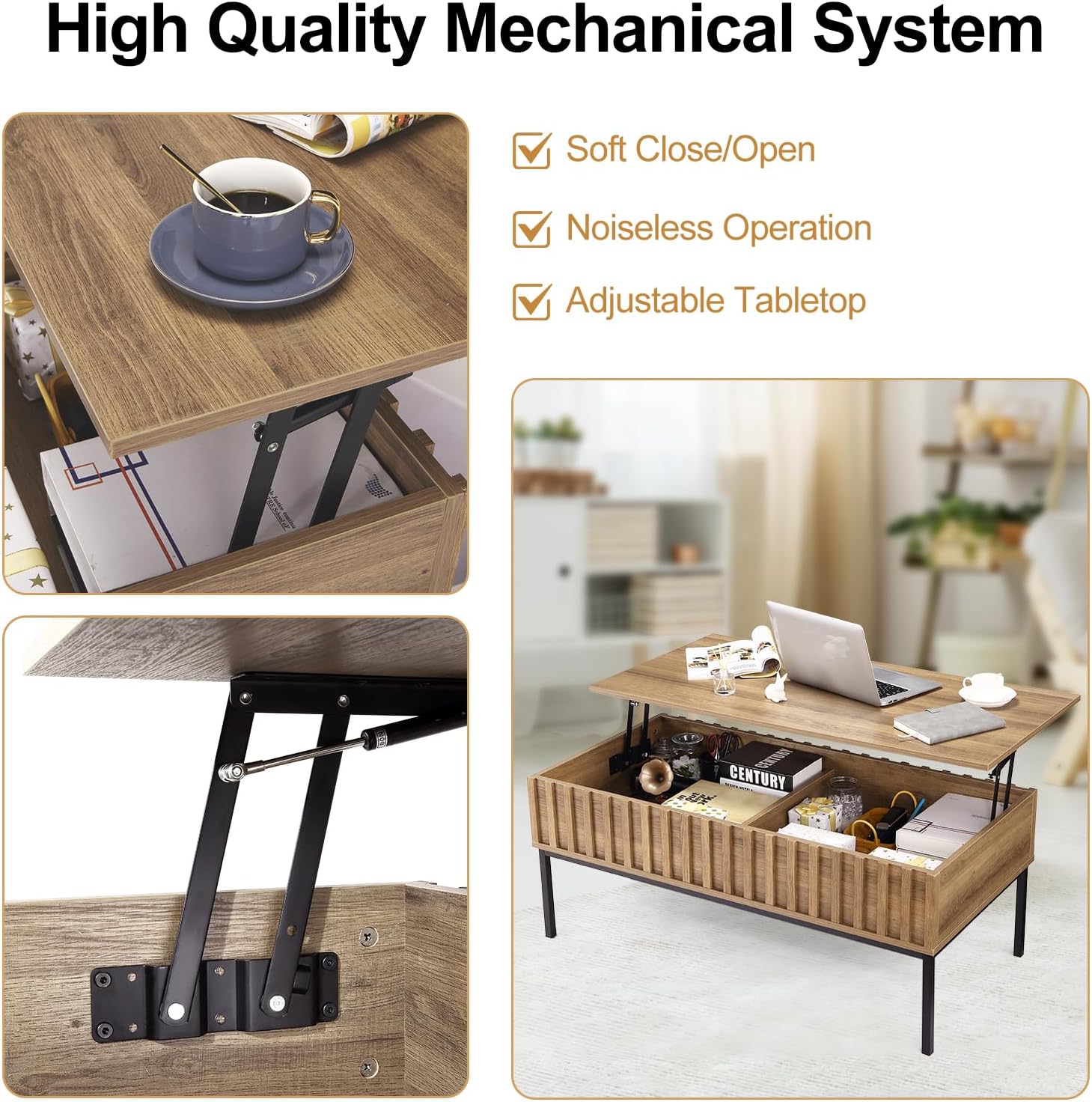 숨겨진 수납공간이 있는 목재 리프트탑 커피 테이블, 홈 - Office Furniture Center 리뷰 및 가격