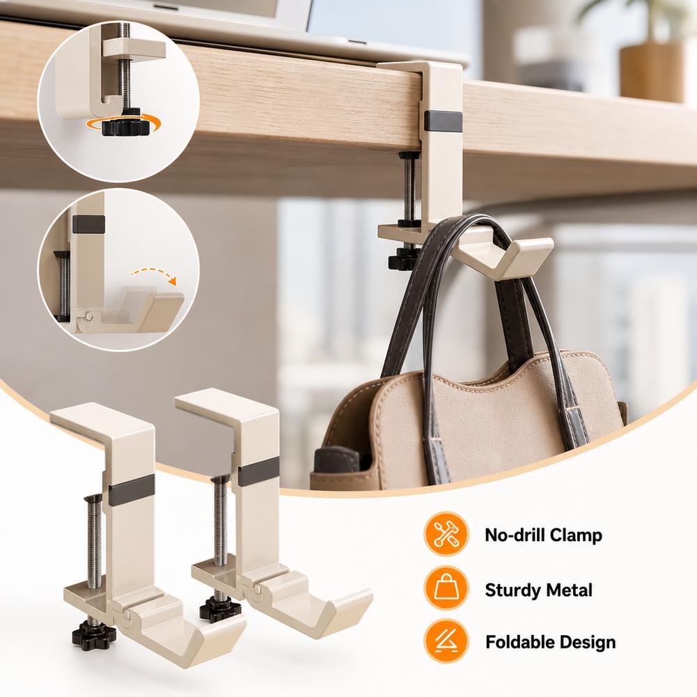 드릴 없이 접이식 책상 걸이, 가방 걸이, 테이블 옆  - Office Furniture Layout 리뷰 및 가격