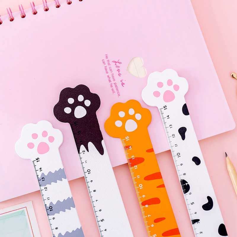 15 CM 핑크 귀여운 고양이 발 나무 직선 눈금자 카 - Office Supply Cart 리뷰 및 가격