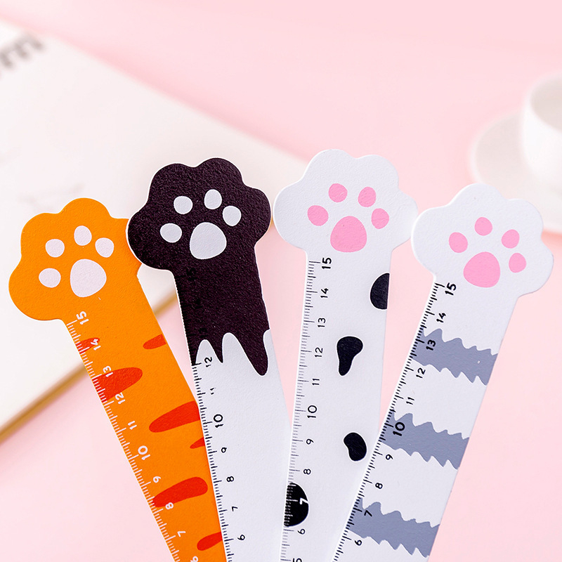 15 CM 핑크 귀여운 고양이 발 나무 직선 눈금자 카 - Office Supply Cart 리뷰 및 가격